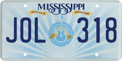 MS license plate JOL318
