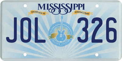 MS license plate JOL326