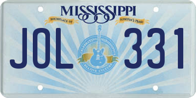 MS license plate JOL331