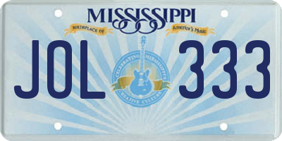 MS license plate JOL333