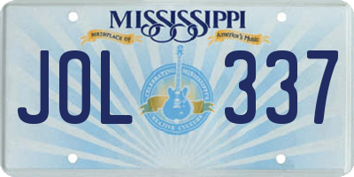 MS license plate JOL337