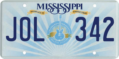 MS license plate JOL342