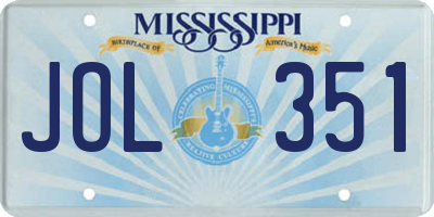 MS license plate JOL351