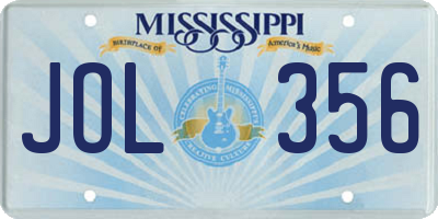 MS license plate JOL356