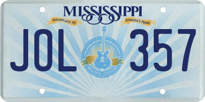 MS license plate JOL357