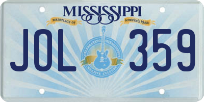 MS license plate JOL359