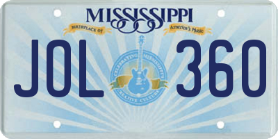 MS license plate JOL360