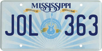 MS license plate JOL363
