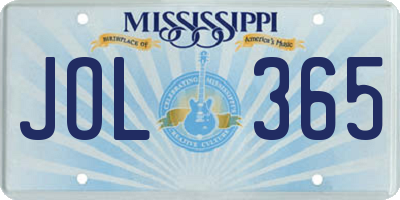 MS license plate JOL365