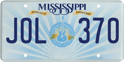 MS license plate JOL370