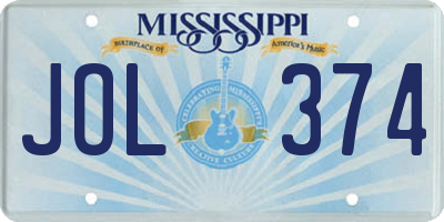MS license plate JOL374