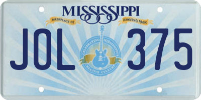 MS license plate JOL375