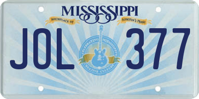 MS license plate JOL377