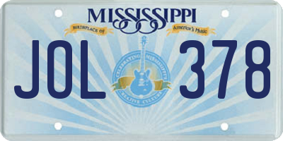 MS license plate JOL378