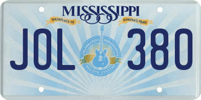 MS license plate JOL380