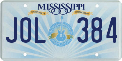 MS license plate JOL384