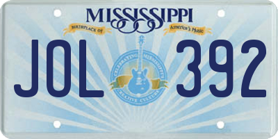 MS license plate JOL392