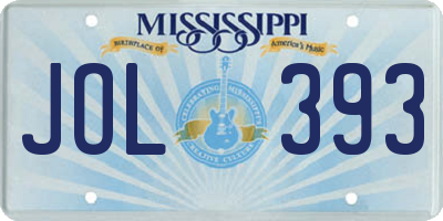 MS license plate JOL393