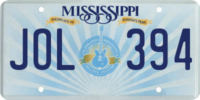 MS license plate JOL394