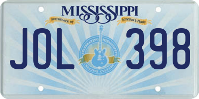 MS license plate JOL398