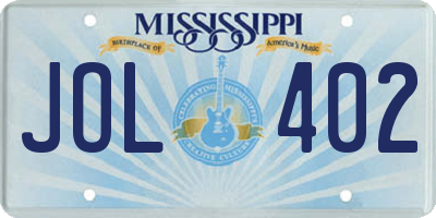 MS license plate JOL402