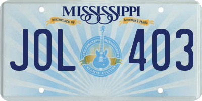 MS license plate JOL403