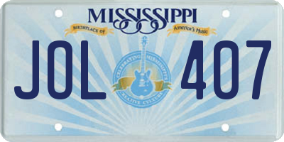 MS license plate JOL407