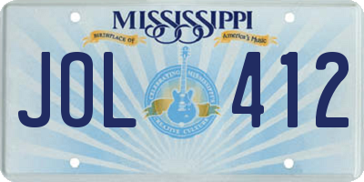 MS license plate JOL412