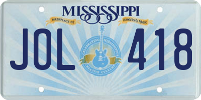 MS license plate JOL418