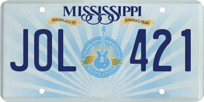 MS license plate JOL421