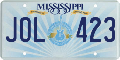 MS license plate JOL423
