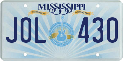 MS license plate JOL430