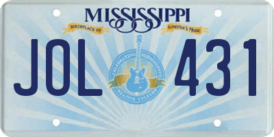 MS license plate JOL431