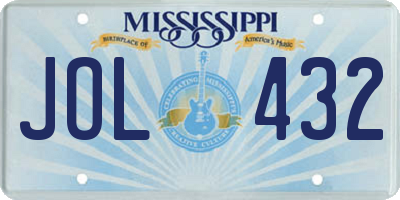 MS license plate JOL432