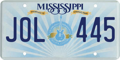 MS license plate JOL445