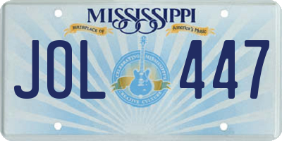 MS license plate JOL447
