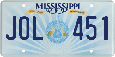 MS license plate JOL451