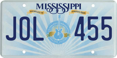 MS license plate JOL455