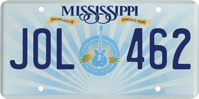 MS license plate JOL462