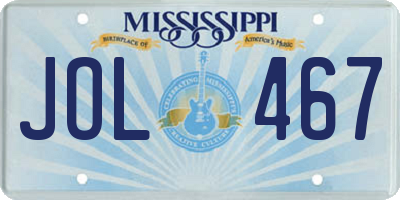 MS license plate JOL467