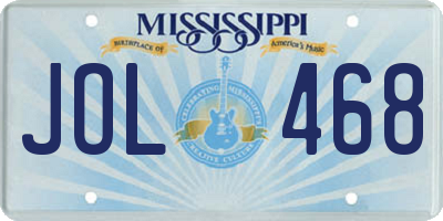 MS license plate JOL468