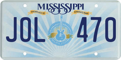 MS license plate JOL470