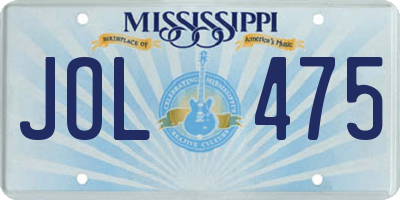 MS license plate JOL475