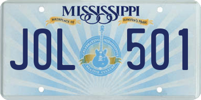 MS license plate JOL501