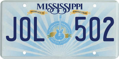MS license plate JOL502