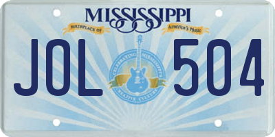 MS license plate JOL504