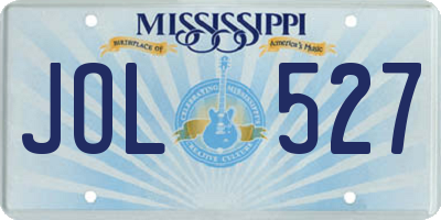 MS license plate JOL527