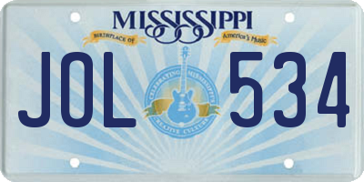 MS license plate JOL534