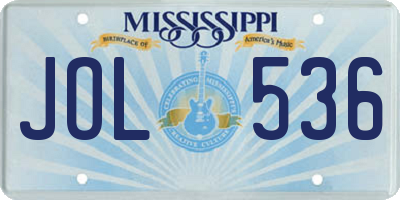 MS license plate JOL536