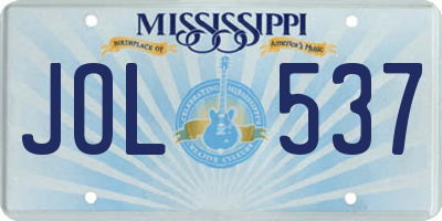 MS license plate JOL537